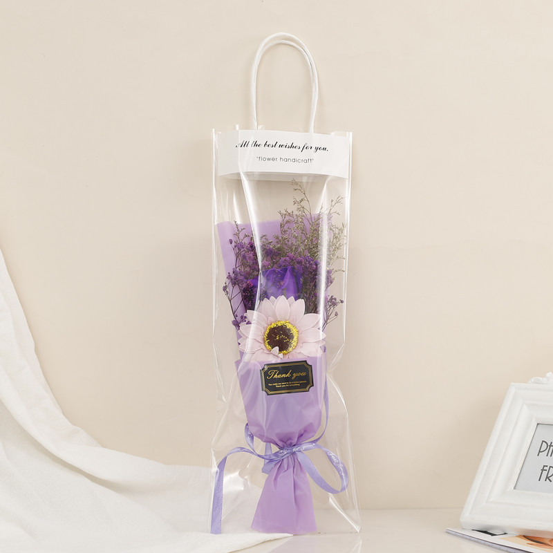 满天星1朵玫瑰+向日葵 紫色