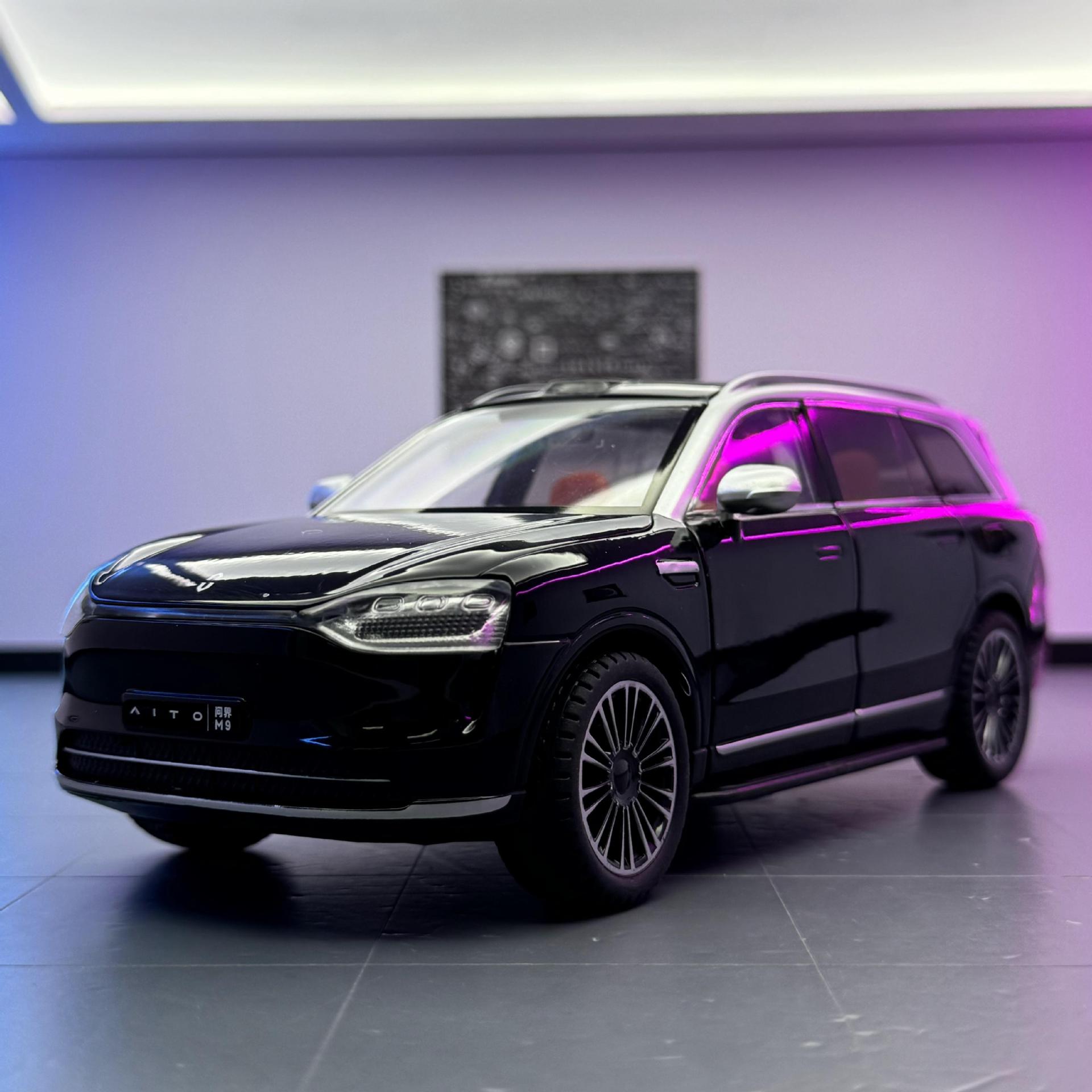 Zhiguan Tianxia Modelo de coche de aleación 1:24 Genuino Wenjie M9 Vehículo todoterreno con sonido y luz de retorno Modelo de sonido de coche de juguete