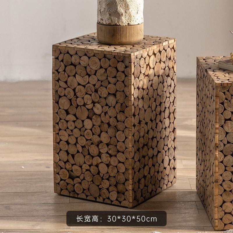 新款民宿复古简约桌子客厅做旧方形茶几小户型诧寂风轻奢实木茶桌|undefined