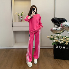 欧货时尚炸街运动服两件套女秋季宽松套头休闲卫衣束脚阔腿裤套装