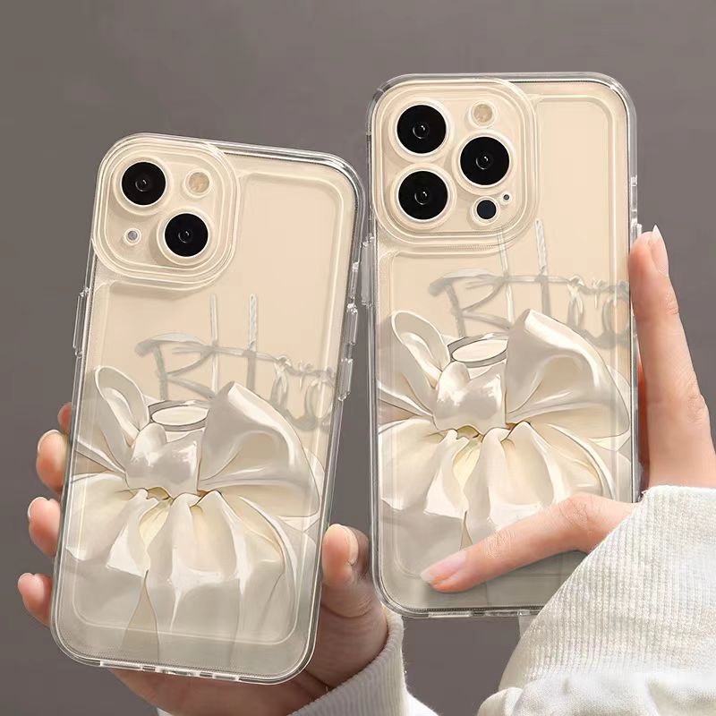 Bow Tie Suitable for iPhone 16 Apple 15 Transparent 14 Plus New Model 13 Phone Case 12 Protective Cover 17 Trendy