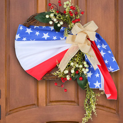US Independence Day wreath cross-border wholesale 2023 new style artificial flower wreath door hanging outdoor courtyard party decoration