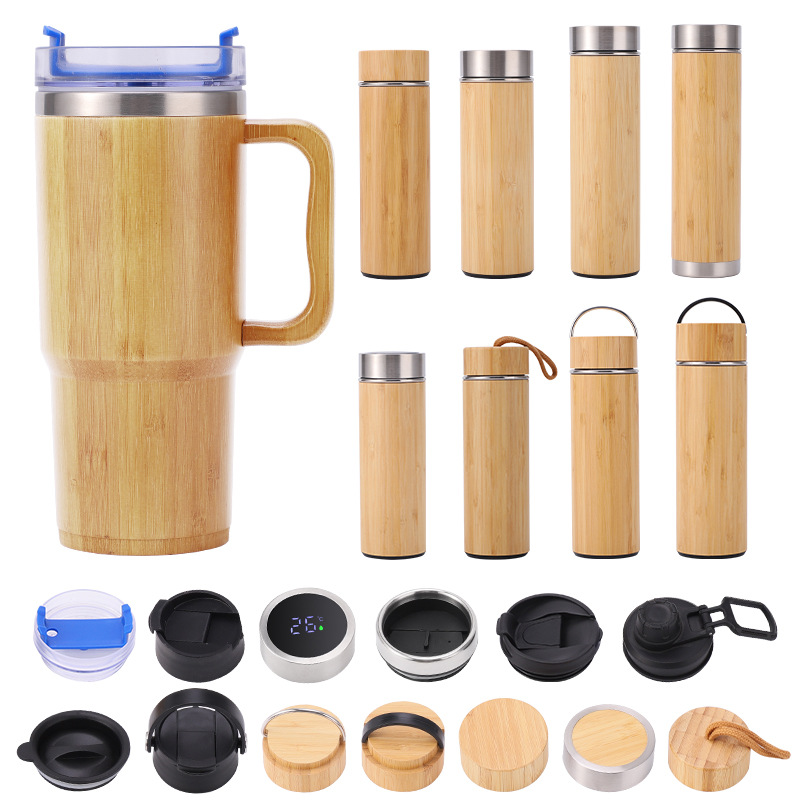 Taza de aislamiento de concha de bambú inteligente de comercio exterior 304 Taza de agua de madera de bambú Taza de bambú Concha 30 Taza de automóvil Taza de café de bambú al por mayor