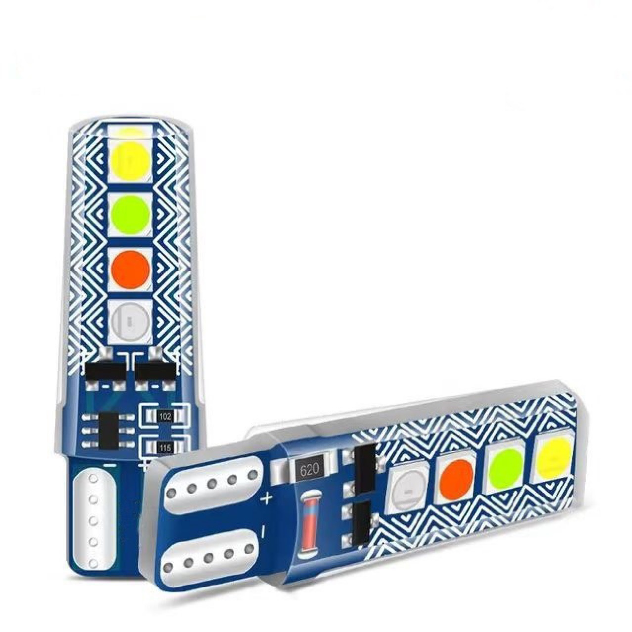 Automóvil LED silicona T10 lámpara de cristal 4 color flujo de agua flash 3030 8SMD conducir luz de ancho de luz de licencia