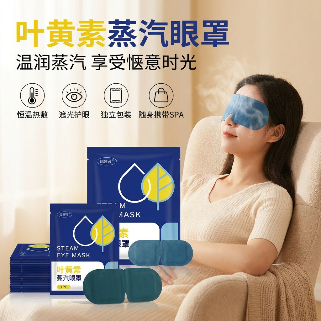 Steam Eye Mask with Slight Warmth to Relieve Eye Strain for Male and Female Students, Sleep Eye Protection, Heating Eye Patch, Lutein Hot Compress, Sleep Light-Blocking