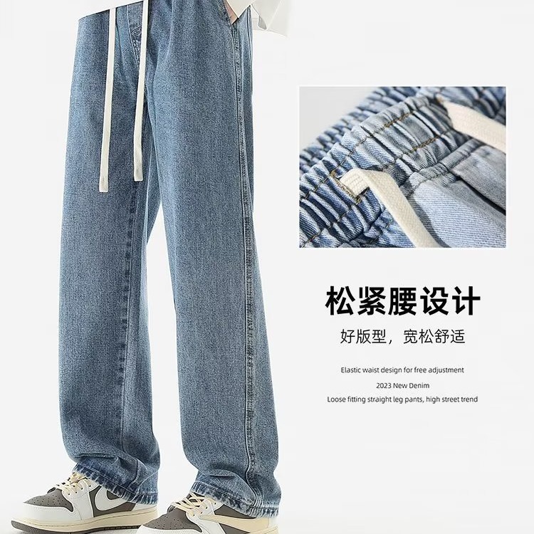 2024 primavera y otoño nuevo estilo jeans para hombres pantalones casuales rectos sueltos para hombres marca de moda pantalones de talla grande para hombres marea