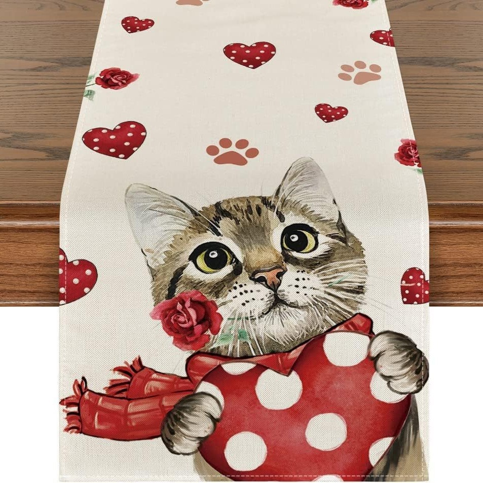 Novedad transfronteriza: Camino de mesa de lino estampado, decoración para sofá, ambiente festivo, estilo nórdico, tira larga.