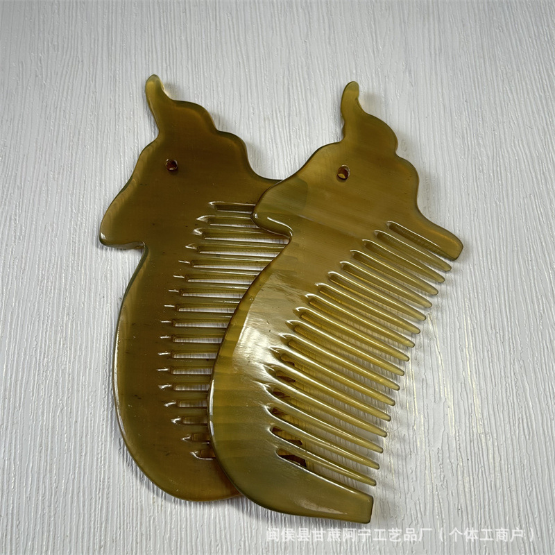 Yak Horn Comb Elephant Fine Tooth Scalp Massage Comb 10-15CM Engraved Gift quality and texture