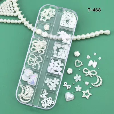 Xiaohongshu Hot-Selling Bow Flower Face Dırnaq bəzəkləri - t-468-nail-arteye-makeupdiy-accessories-12-compartment-boxed-manicureeye-makeupdiy-accessories