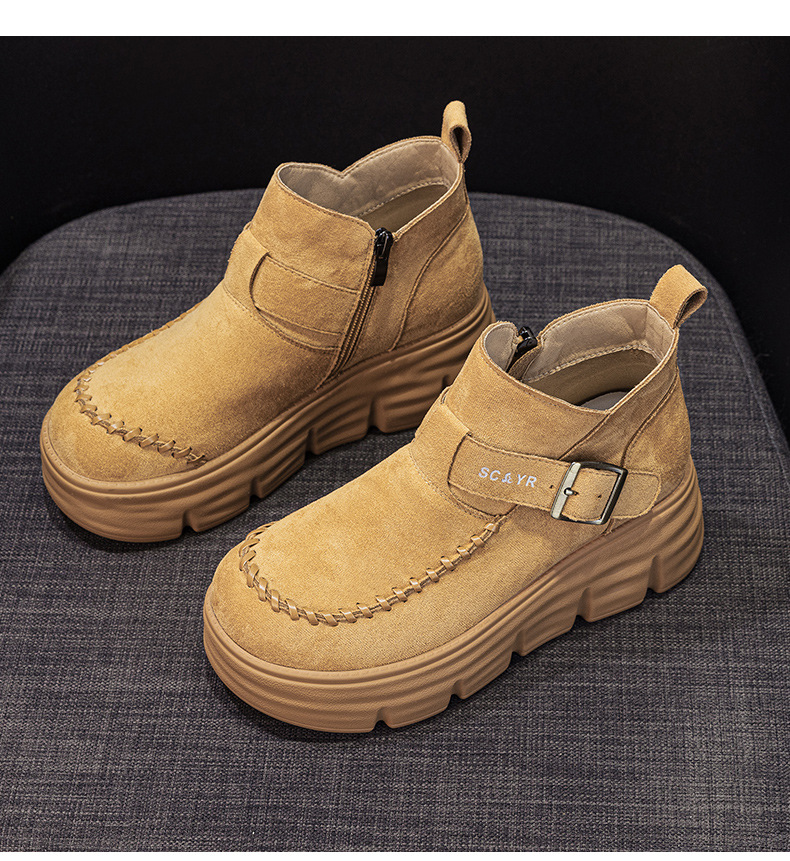 Giày boot nữ cổ cao đế dày tăng chiều cao phong cách Anh quốc cổ điển — M2961 màu đen, Lạc đà M2961, M2961 màu nâu, M2961 màu vàng chi tiết 16