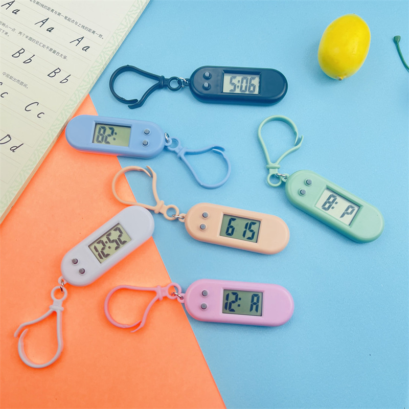 马卡龙色号迷你电子钟精美背包挂饰礼品钥匙扣电子钟数字lcd钟表