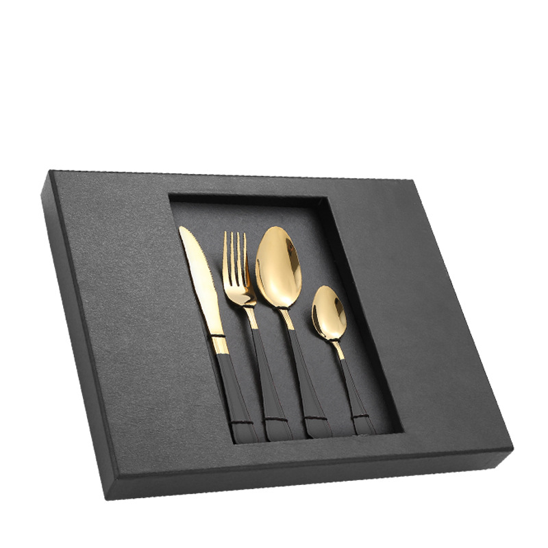 Juego de vajilla de acero inoxidable Amazon TikTok 20/24 piezas 1010 caja de regalo de cuatro piezas principales traje de cuchillo, tenedor y cuchara de comida occidental