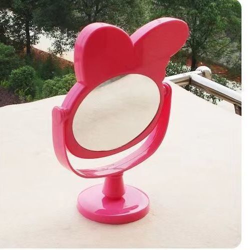 Cartoon desktop mirror cute desktop children's makeup mirror small mirror dressing table dressing mirror flip high foot home