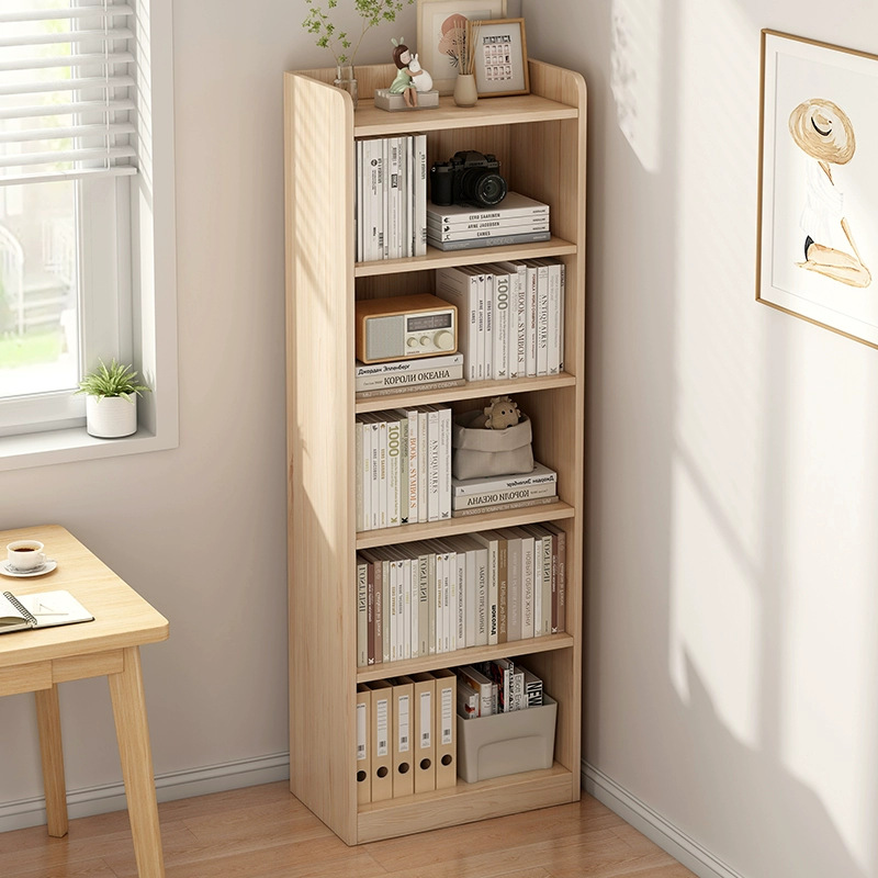 Estantería de madera maciza estante piso hogar sala de estar gabinete de almacenamiento simple pequeño armario estrecho gabinete niños estantería