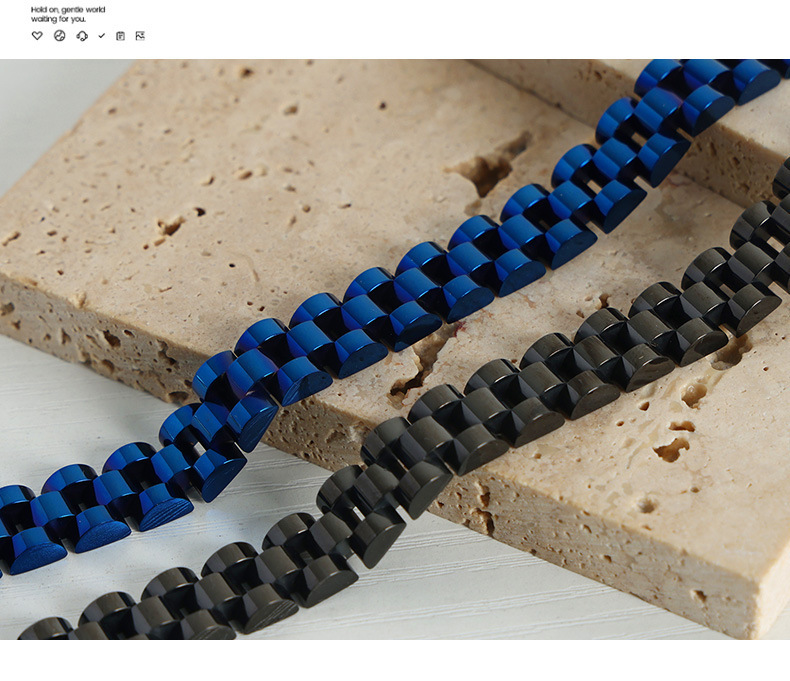 Street Occasion 304 Stainless Steel Material Simple Style Color Block Titanium Steel Plating Vacuum Plating Men's Bracelets Men's Chain Bracelets