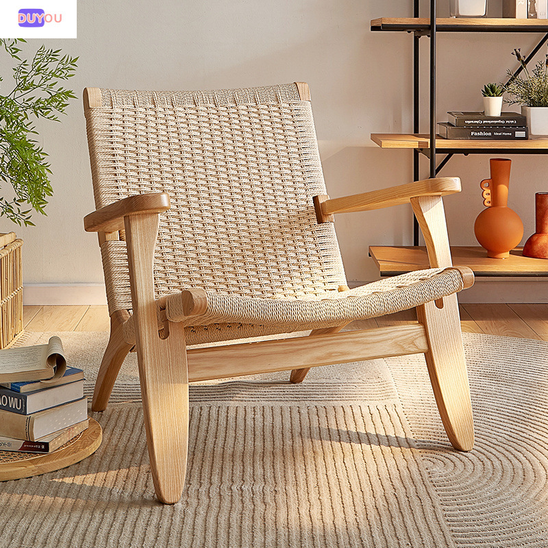 발코니 캐주얼 싱글 소파 의자 게으른 홈스테이 호텔 노르딕 거실 등받이 의자 솔리드 우드 심플 팔걸이 리클라이너