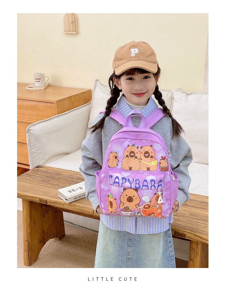 Fashionable kindergarten cute cartoon backpack, Kapibala popular small schoolbag new style, 3-6 years old children's shoulder trend full figure
