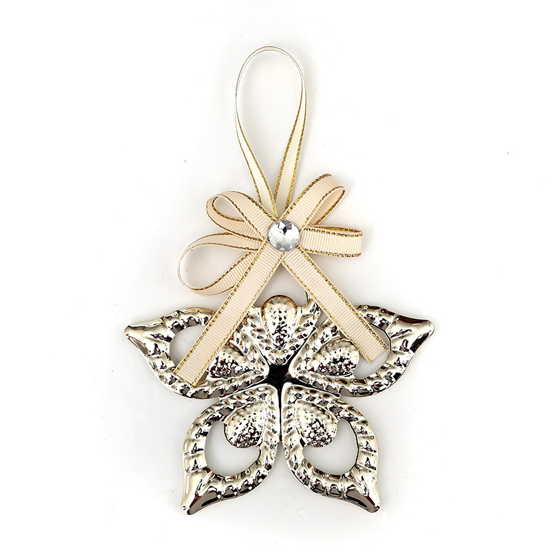 Nouveau pendentif arbre de noël pendentif en fer blanc créatif étoile à cinq branches pendentif flocon de neige pendentif de décoration de noël