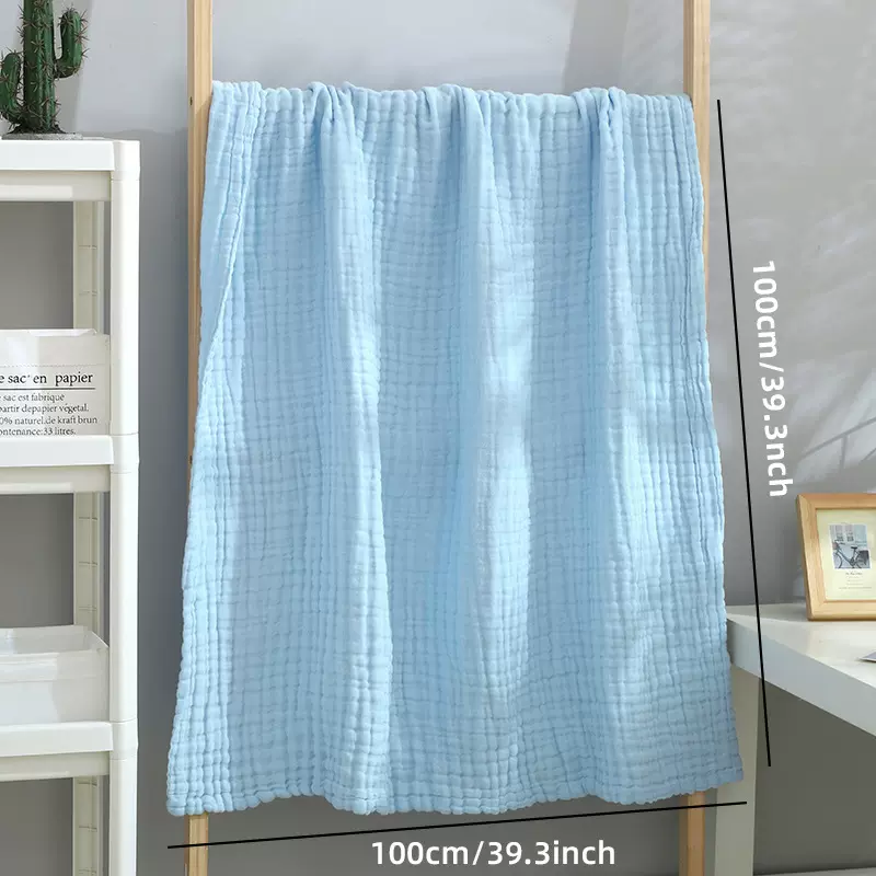 六层纱布盖被素色泡泡纱婴儿抱被全棉a类婴儿浴巾盖毯源工厂批发