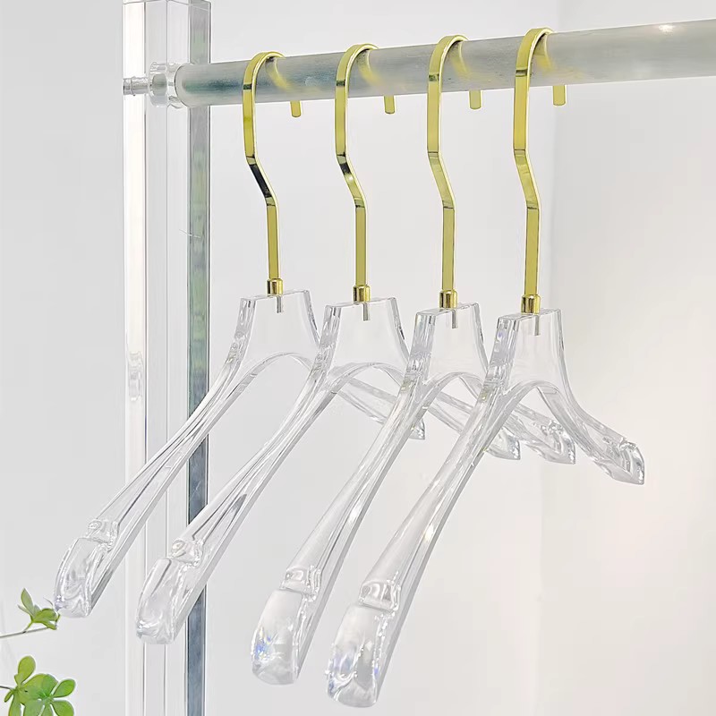 Percha de ropa para tienda de ropa al por mayor antideslizante de cristal acrílico de plástico transparente de los hombres y las mujeres percha de la ropa