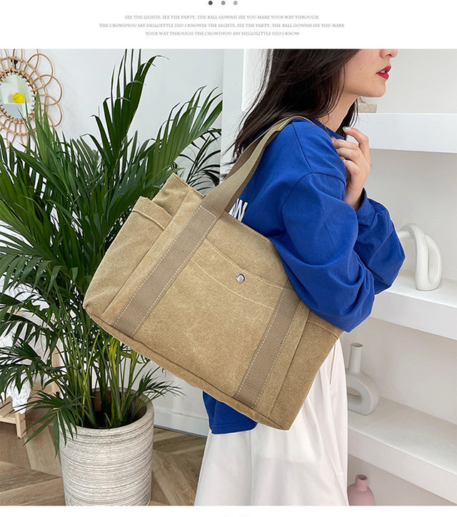 Artistic and simple canvas bag, mother's bag, middle-aged work handbag, cloth bag, large-capacity shoulder bag, women's single-shoulder bag undefined
