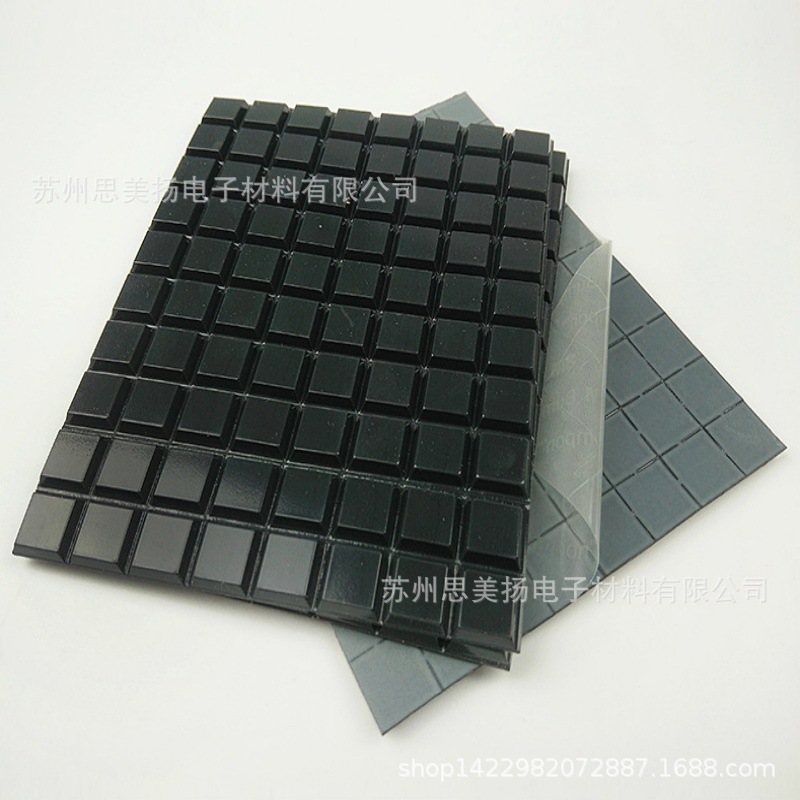 现货供应3MSJ5008自粘橡胶防滑脚垫 黑色正方形胶垫减震缓冲防撞