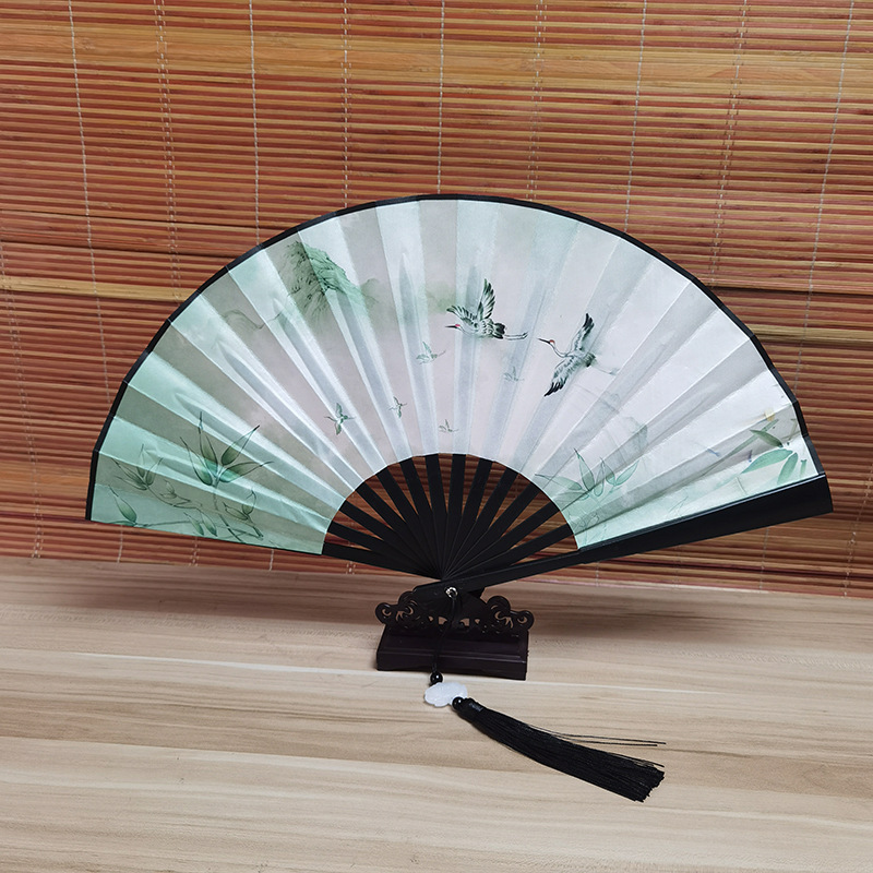 (A No. 2) 술이 달린 8 인치 블랙 폴 (양면 윤샤오 크레인)