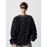 2026秋冬新款青少年宽松型长袖圆领针织衫运动风格透气厚款毛衣，男装针织衫/毛衣，星座614