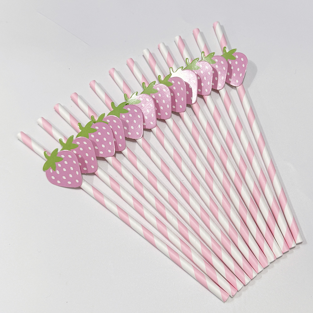 Suministros para fiestas transfronterizas Pajitas de limón de frutas creativas Pajitas de papel desechables Pajitas de bebidas de jugo Spot al por mayor