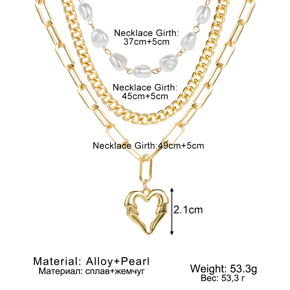 59g Weight Alloy Pendant Material Pendant Necklace Classification Alloy Chain Material Elegant Heart Shape Alloy Wholesale Pendant Necklace