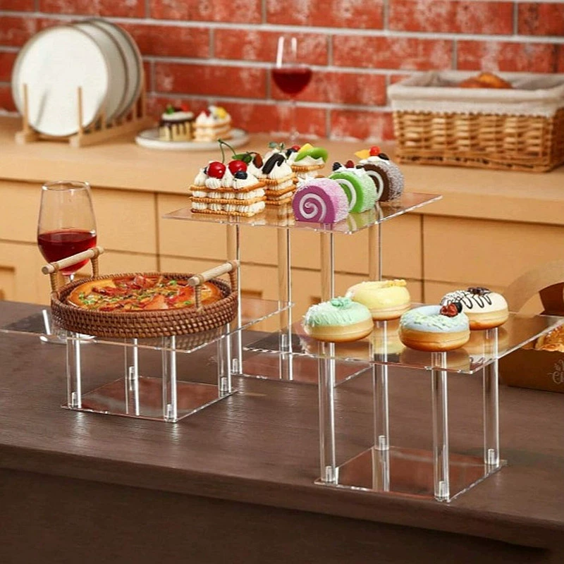 Квадратный акриловый торт подставка для хлеба пончик десерт прозрачный дисплей подставка для подносов