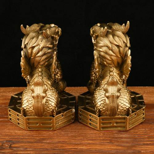 Copper unicorn ornaments wholesale copper Bagua wealth unicorn copper scroll unicorn a pair of Bagua unicorn