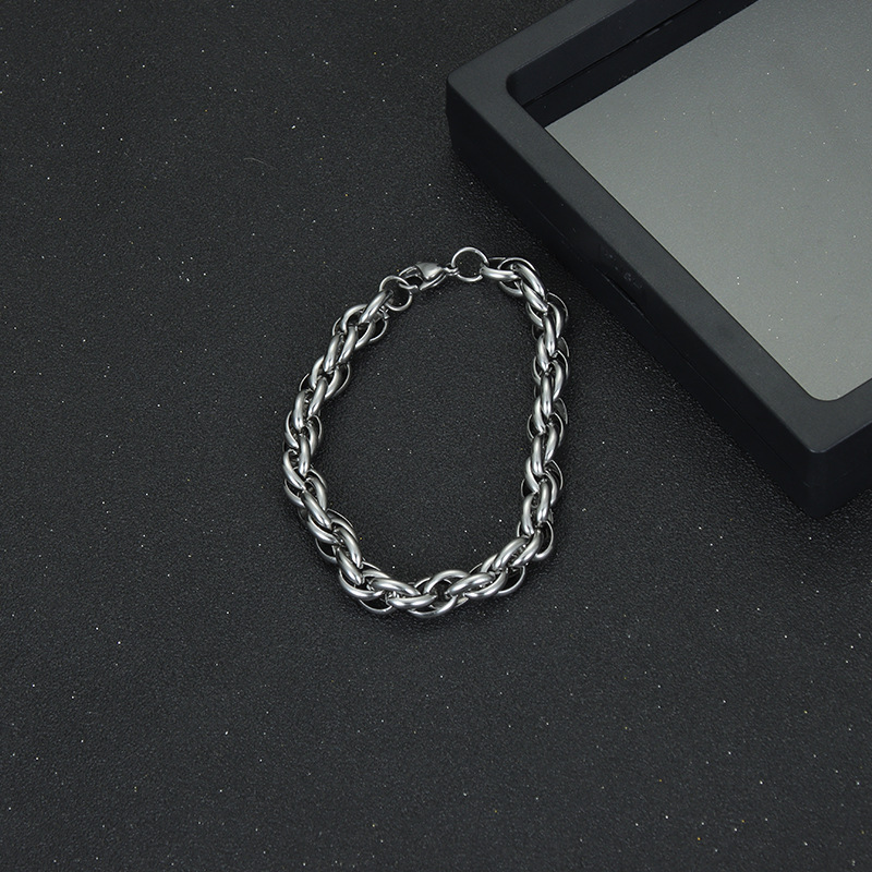 Solid Color Pattern Hip-Hop Solid Color Titanium Steel Unisex Bracelets Necklace Men Chain Necklaces