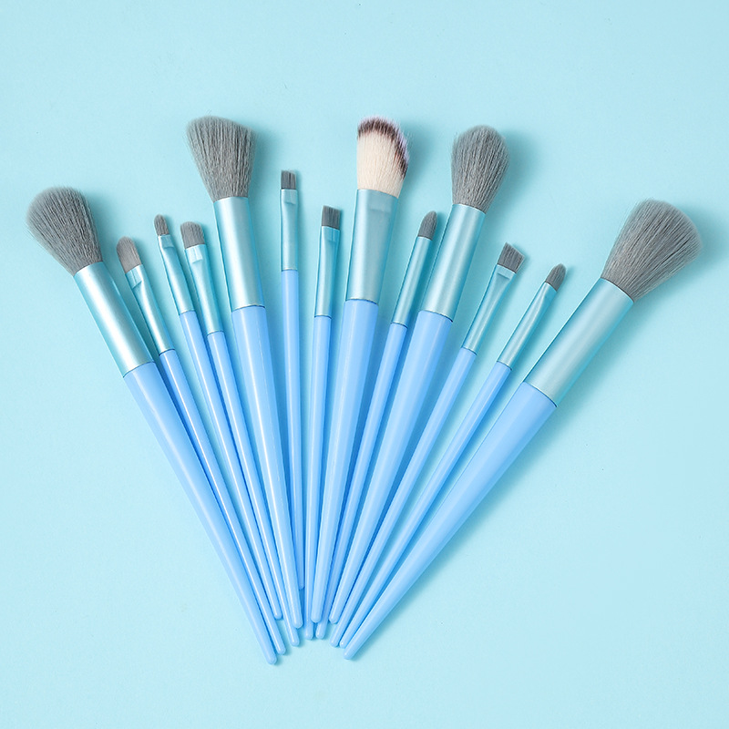 Principiante 13 pinceles de maquillaje traje conjunto completo super suave cepillo ojos estudiante barato almacenamiento portátil