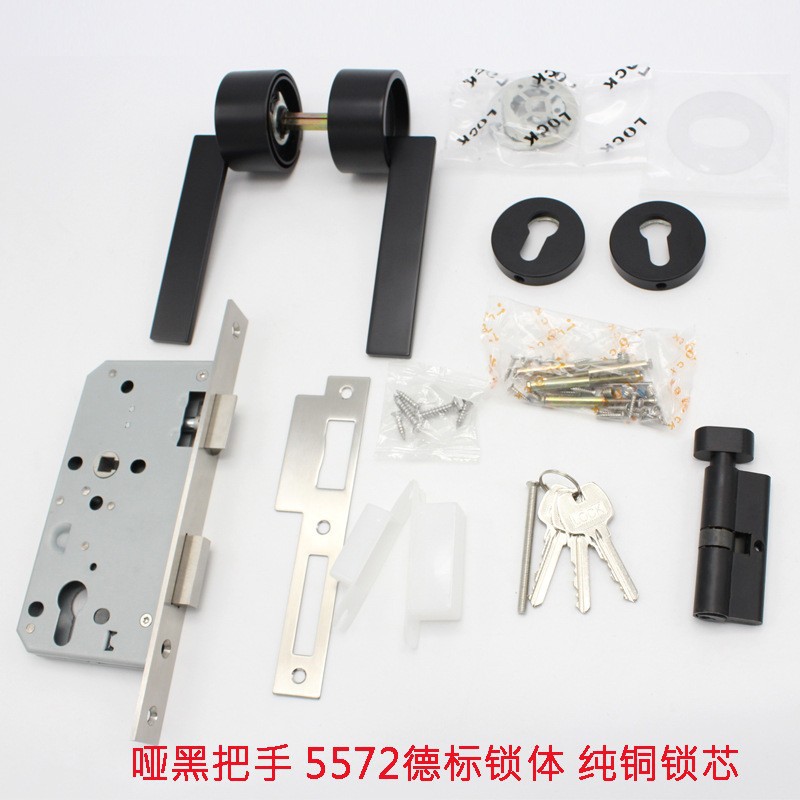 Cerradura de puerta interior simple negra cerradura de puerta de madera doméstica cerradura de puerta de aleación de zinc cerradura de manija cerradura de dormitorio cerradura silenciosa cerradura dividida