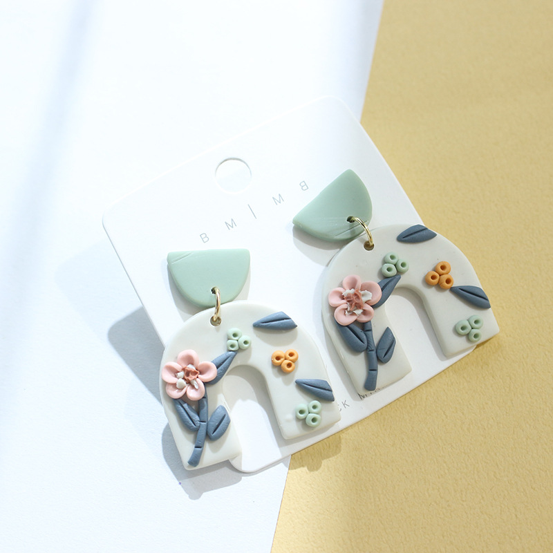 20g Weight Drop Earrings Classification 1 Pair Quantity Daily Occasion soft clay Material Water Droplets Pattern Women'S Gender Handmade Design Retro Style 1 Pair Retro Water Droplets Soft Clay Handmade Women's Drop Earrings 4