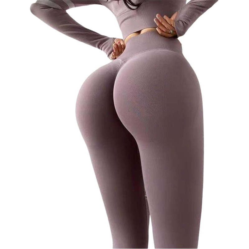 Pantalones de fitness de levantamiento de cadera de cintura alta de las mujeres Pantalones deportivos ajustados de secado rápido de alta elasticidad pantalones de yoga melocotón celebridad de Internet