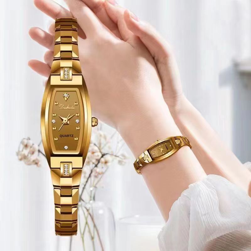 Dishidu popular TikTok bracelet women's Oval watch women's waterproof tungsten steel color small temperament for girlfriend