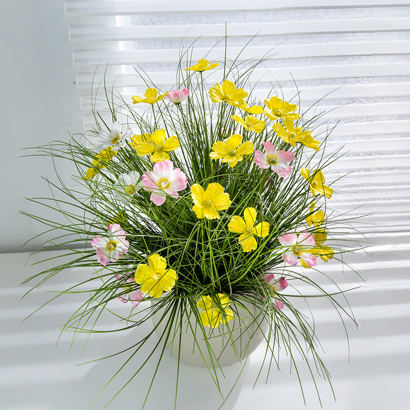 结婚装饰仿真花花束格桑花单枝塑料花跨境假花单朵扶桑花卉人造花