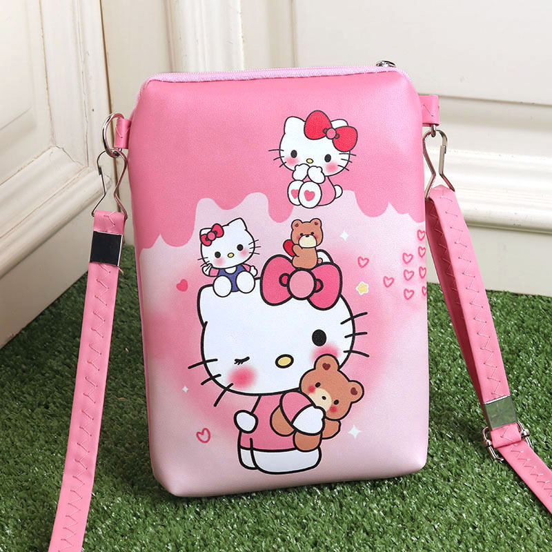 Double pull shoulder bag pink cat
