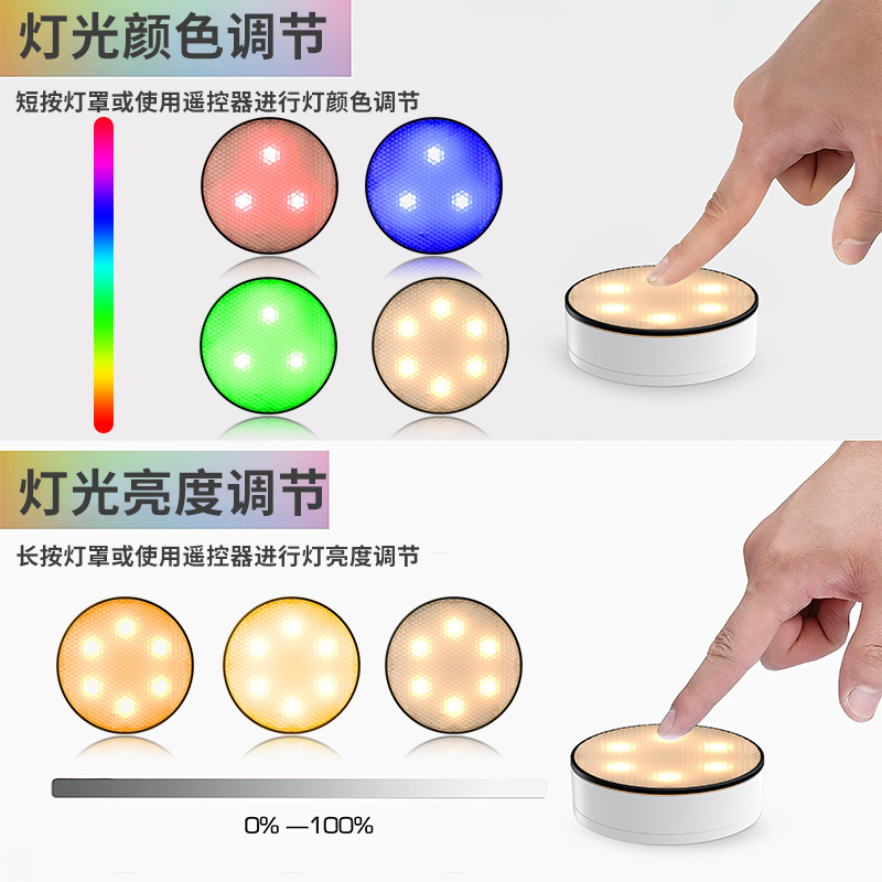 Luz ambiental para gabinetes de cocina con control remoto de 13 colores, luz nocturna LED multicolor con batería, activación táctil, diseño de bola de hielo