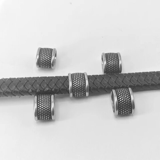 Vintage titanium steel bracelet accessories hemp point rivet stainless steel through hole flat tube diy jewelry