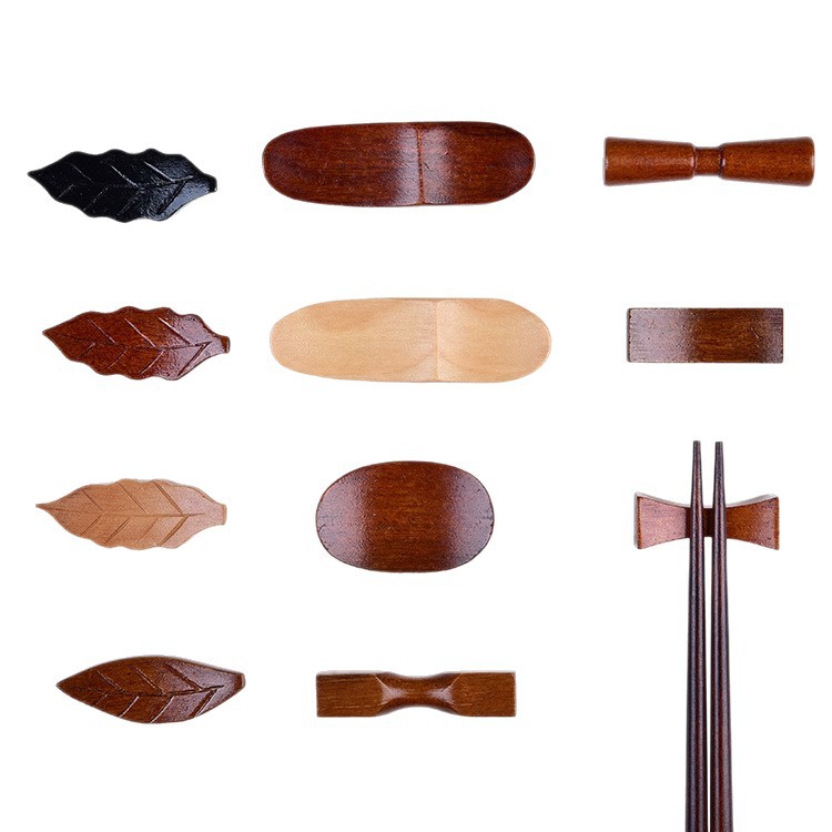 メーカー卸売の創造的な日本風木製箸置き、ホテル、レストラン、家庭用高級箸立て、多機能無垢材ロゴ入り