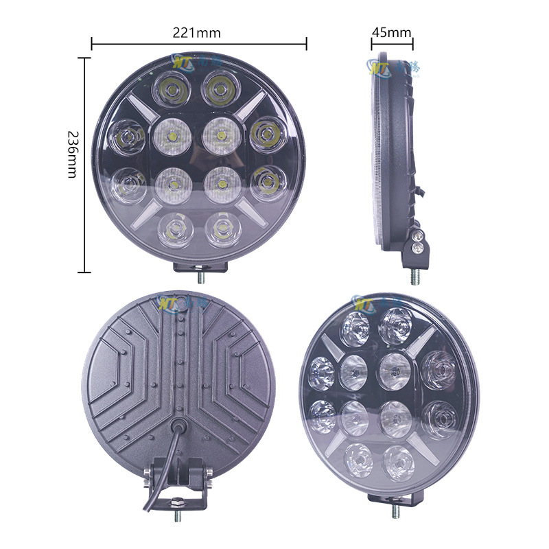 Lámpara LED de camión todoterreno, luz de techo de alta potencia, proyector de 9 pulgadas cuadrado, luz transfronteriza de doble luz, proyector de modificación