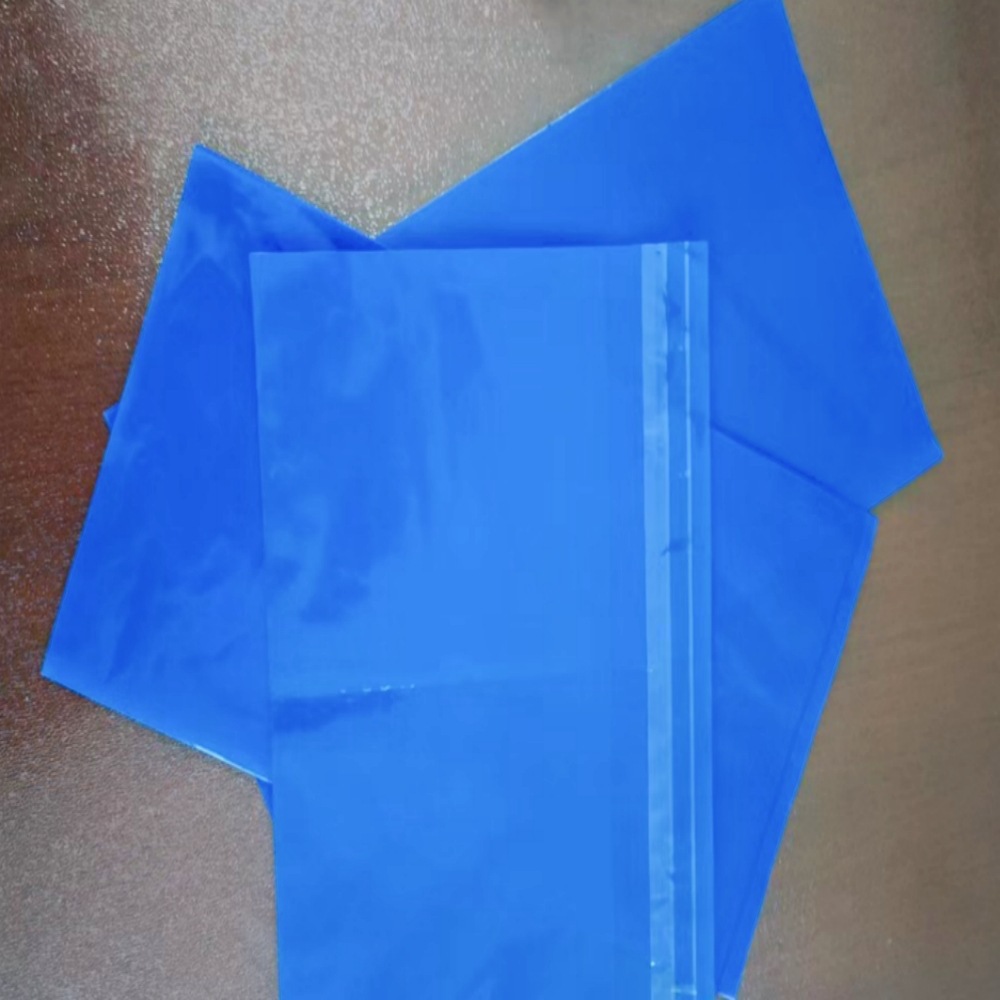 蓝色pe自粘袋不干胶印刷透明塑料袋蓝色不干胶自封袋批发