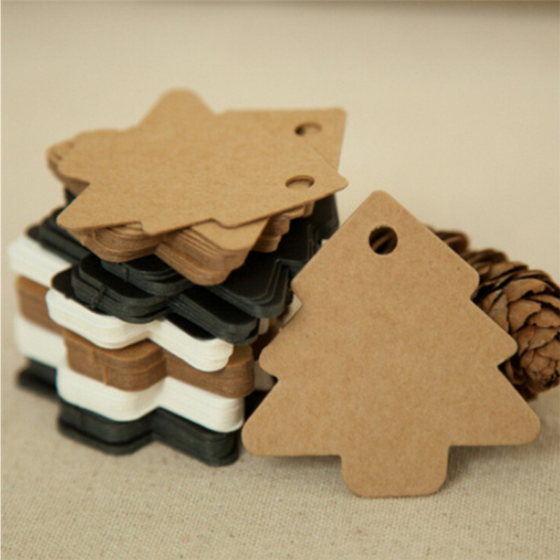 Retro Kraft Paper Card Label Diy Christmas Tree Hanging Card Party Craft 50pcs display picture 6