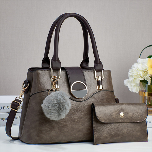  new retro material cross-border splicing mother-in-law bag simple solid color large capacity single shoulder handheld women's bag texture bag