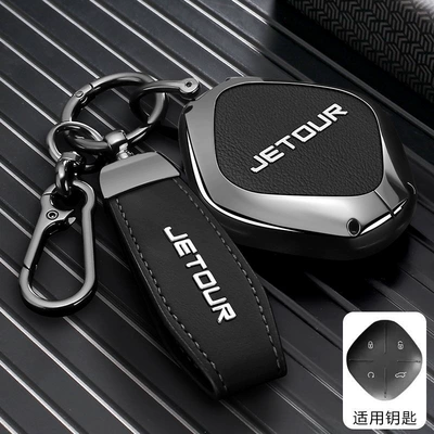Car key bag | Key Cover X95 Car - jietu-d-model-leather-black-short-rope-buckle
