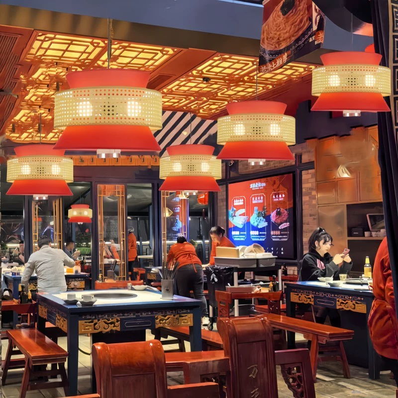 Новая люстра в китайском стиле из ротанга, лампа для ресторана, отеля, ресторана-горячего горшка, Zen B&B, бамбуковый фонарь в стиле ваби-саби