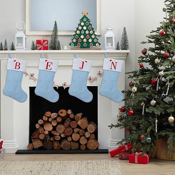 クリスマスブルーニットクリスマスソックスのパーソナライズ|undefined